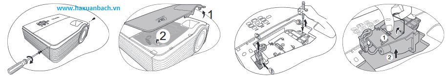 Hướng dẫn thay đèn máy chiếu benq 5J.J3J05.001