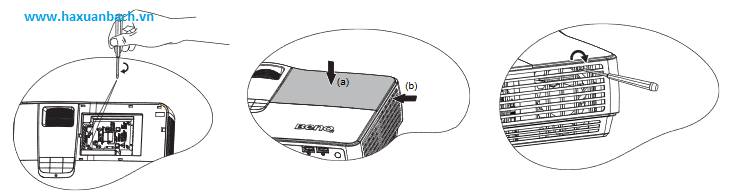 Hướng dẫn thay bóng đèn máy chiếu benq SH910 tiếp theo