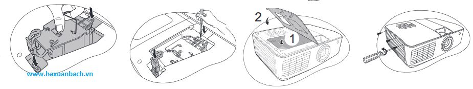 Hướng dẫn thay bóng đèn máy chiếu benq MX763 tiếp theo