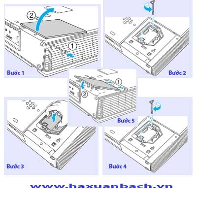 05 bước thay bóng đèn máy chiếu Epson EMP-6110