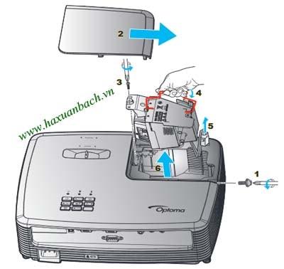 Các bước thay bóng đèn máy chiếu Optoma X340