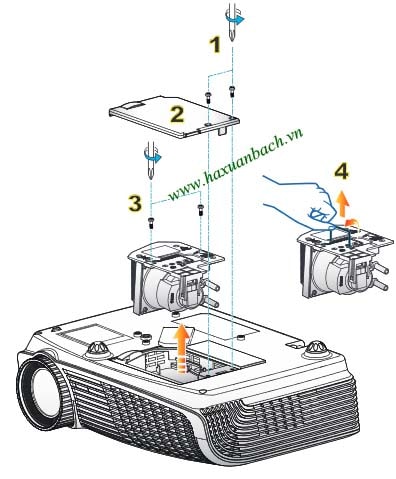 Cách thay bóng đèn máy chiếu Optoma BL-FU190E