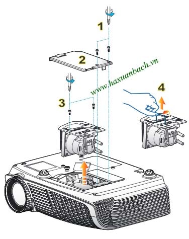Cách thay bóng đèn máy chiếu Optoma BL-FU240A