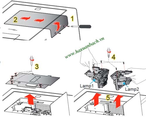 Cách thay bóng đèn máy chiếu Optoma EH7700