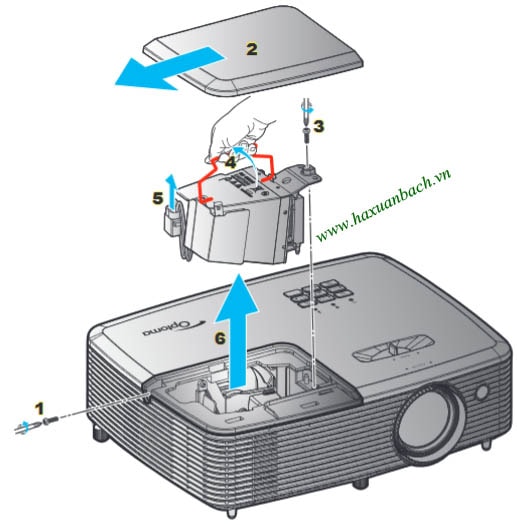 Cách thay bóng đèn máy chiếu Optoma DS349