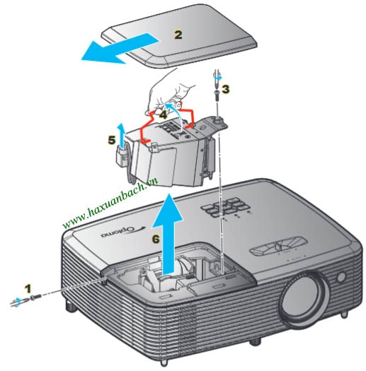 Các bước thay bóng đèn máy chiếu Optoma EH331