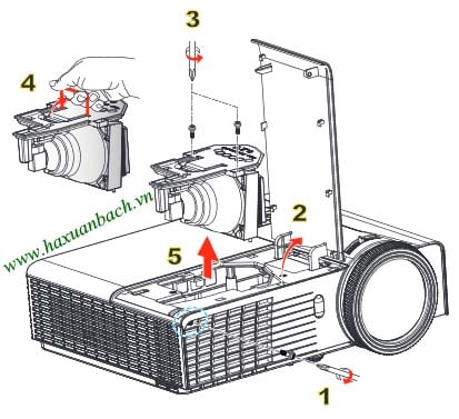Cách thay bóng đèn máy chiếu Optoma W305ST