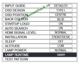 Cách xóa giờ cho bóng đèn Panasonic PT-AX100